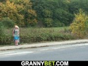 Guy picks up old blonde granny for doggy-fuck 1/16