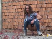 Outdoor Peeing With Hot Brunette 9/16