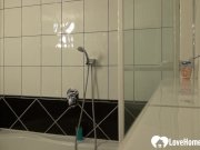 Amazing brunette lets her man record her shower 1/16