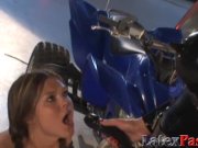 Latex femdom strapon banging submissive lesbian 12/16