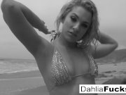 Hot Dahlia gets naughty and squirts all over the beach 8/16