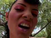 Horny brunette babe finger her tight pussy by the lake 16/16