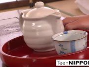 Japanese girl plays with her pussy while some boys peep 6/16