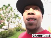 Busty blonde Nina Hartley gets fucked by a thick black cock 3/16