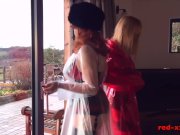 Red XXX and her girlfriend play together in lingerie 1/16