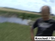 Knocked up slut takes care of a cock outdoors 16/16