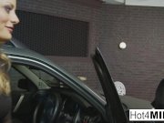 Busty blonde in lingerie and stockings bribes the parking police 2/16