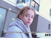 Debt4k. Nice lassie Calibri Angel glaldy sucks cock and spreads legs for de 12/16