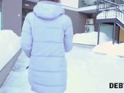 Debt4k. Nice lassie Calibri Angel glaldy sucks cock and spreads legs for de 13/16