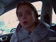 Debt4k. Nice lassie Calibri Angel glaldy sucks cock and spreads legs for de 3/16