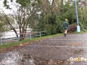 Public Pissing For Desperate Blonde 6/16