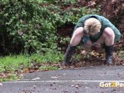 Public Pissing For Desperate Blonde 8/16