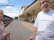 HUNT4K. Man watches how his lassie sucks strangers dick for cash 1/16