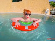 Sexy redhead mature RedXXX poolside blowjob 2/16