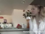 Pigtail blonde has her hairy pussy stuffed 2/16