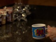 OLD4K. Passionate old and young scene in morning after a cup of tea 2/16