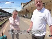 HUNT4K. Man watches how his lassie sucks strangers dick for cash 2/16