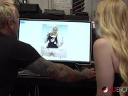Cute blonde Delirious Hunter sucks Sascha in the office 2/16