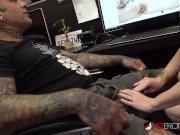 Cute blonde Delirious Hunter sucks Sascha in the office 3/16