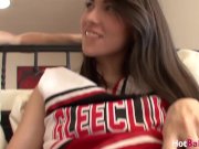 Skinny teen cheerleader Emily Grey facialized after sex 4/16