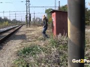 Blonde Gets Messy As She Pees Outside 7/16