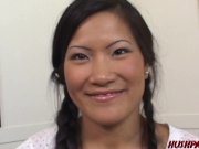 Petite Asian sucks massive dick and rides it for money 1/16