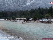 MyDirtyHobby - Busty teen gets a huge cumshot while fucking in the snow 2/16