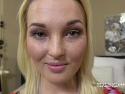 Sexy blonde shows what she'd love to do with your cock 3/16