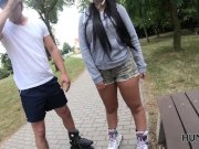 HUNT4K. Rich guy meets roller skaters in the park and buys pussy 6/16
