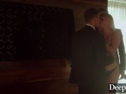 Deeper. Young Blonde Dixie gets spit roasted 9/16