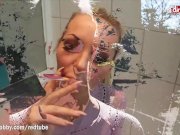 MyDirtyHobby - Hot blonde MILF smokes while blowing and gets facialized 7/16