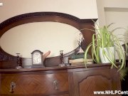 Big tits Milf Karina Currie fucks big cock toy in slinky nylon pantyhose 8/16