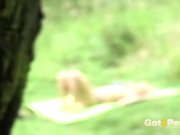 Hot Topless Blonde Takes Long Piss In The Grass 2/16