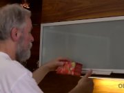 OLD4K. Old and young couple makes love instead of fresh breakfast 2/16