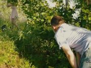 OLD4K. Beautiful redhead with glasses rides old dick in the woods 2/16