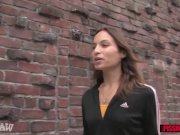 Thin brunette Amber Rayne becomes a human urinal 1/16