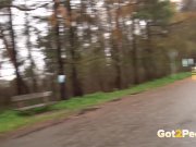 Blonde And Brunette Squat And Piss Together 2/16