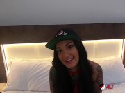 Tattooed bombshell Adel Asanti sucking a hard cock 2/16