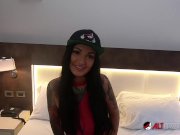 Tattooed bombshell Adel Asanti sucking a hard cock 3/16