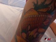 Tattooed bombshell Adel Asanti sucking a hard cock 7/16