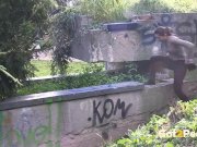 Desperate Brunette Needs To Piss Twice On Walk 3/16