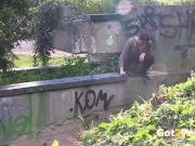 Desperate Brunette Needs To Piss Twice On Walk 4/16