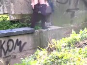 Desperate Brunette Needs To Piss Twice On Walk 6/16