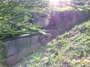 Desperate Brunette Needs To Piss Twice On Walk 7/16