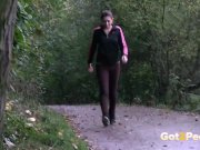 Desperate Brunette Needs To Piss Twice On Walk 9/16