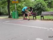 HUNT4K. Graceful brunette gives blowjob and gets banged for cash 1/16