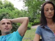 HUNT4K. Graceful brunette gives blowjob and gets banged for cash 3/16