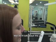 HUNT4K. Long-haired ginger with cute face sells tiny pussy for money 9/16