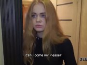 DEBT4k. Collector fucks mouth and twat of sweet lassie for her debts 1/16