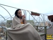 SIS. PORN. Brazen babe smokes cigarette and penis of stepbrother 1/16